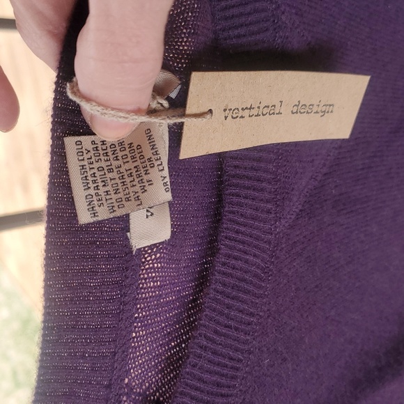 Vertical Designs 100% Wool & Cashmere Purple Women's Sz. XL Sweater - Picture 10 of 11